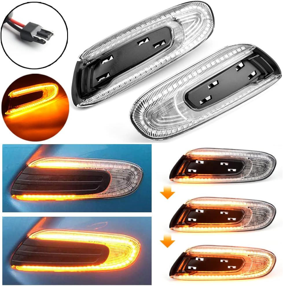 2pcs Dynamic Turn Signal LED Side Wing Mirror Indicator Blinker Sequential Light Compatible with MINI F55 F56 F57-Crystal white