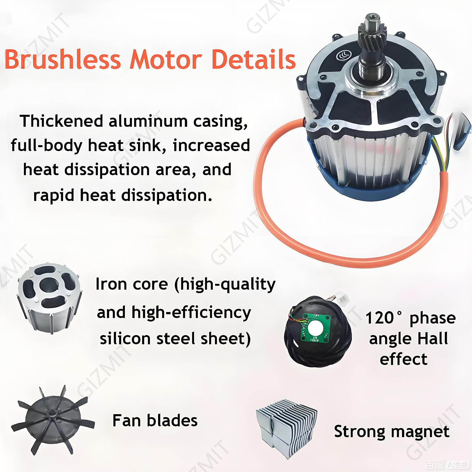 Motore Brushless 48V 60V 72V DC per Go Kart Elettrico ATV Golf Cart Buggy Quad Bike Trike 4 Ruote 2000W