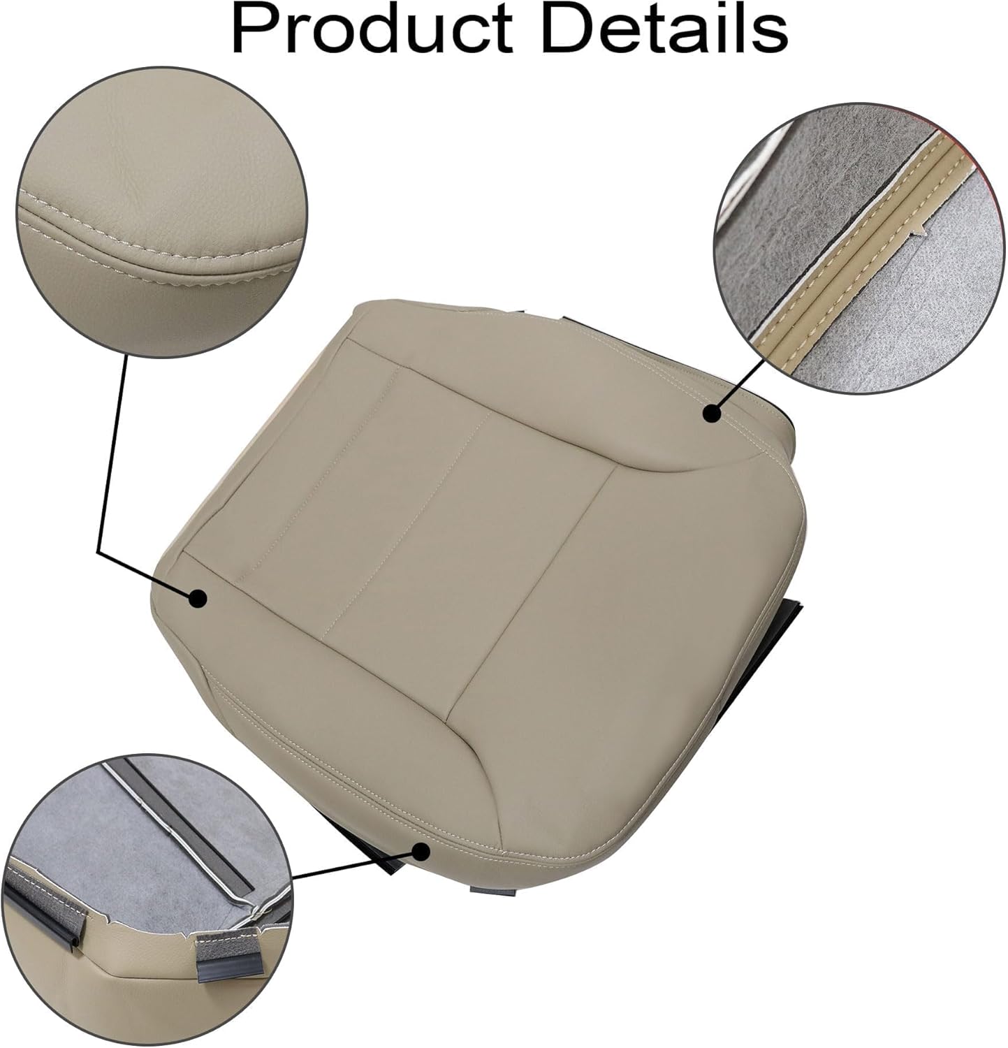 GXARTS Driver Side Bottom Replacement Leather Seat Cover Tan Compatible with Mercedes-Benz ML320 ML350 ML450 ML500 ML550 2009 2010 2011 2012 2013
