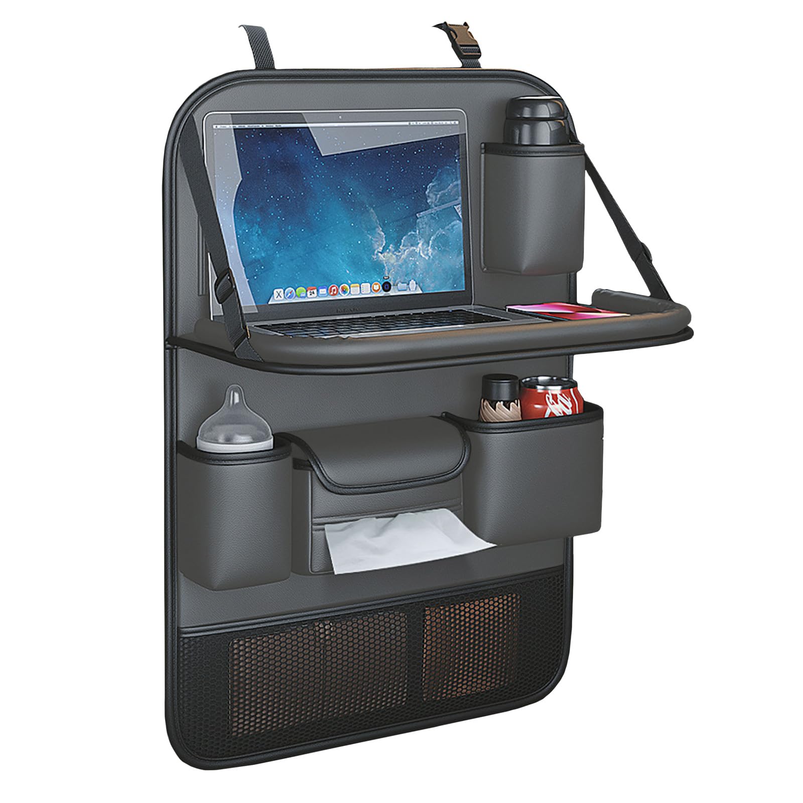 Organiseur Siège Arrière Voiture HELGATALLT Avec Plateau Pliable - Protection Cuir Et Support Téléphone