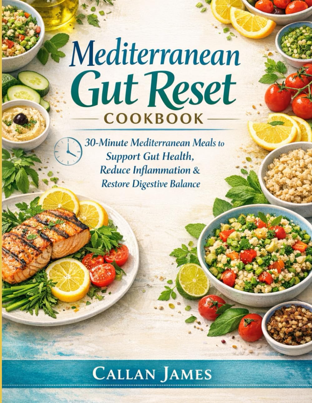 Mediterranean Gut Reset Cookbook: 30-Minute Mediterranean Meals to Heal Your Gut, Reduce Inflammation, and Restore Digestive Balance.