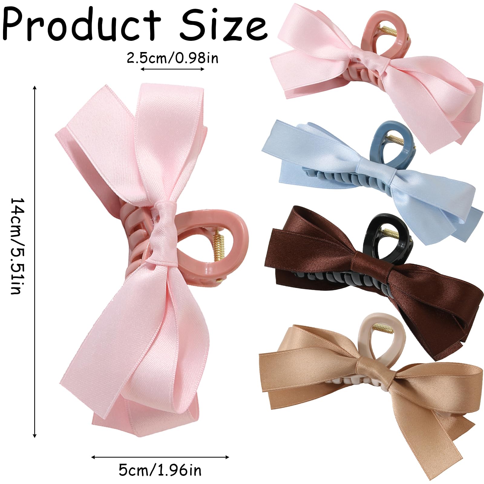4 Pcs Hair Claw Clips for Thick Hair Large Hair Claws Vintage Bow Hair Claws Clip Thin Hair Bows for Women Girls Hair Style - Image 2
