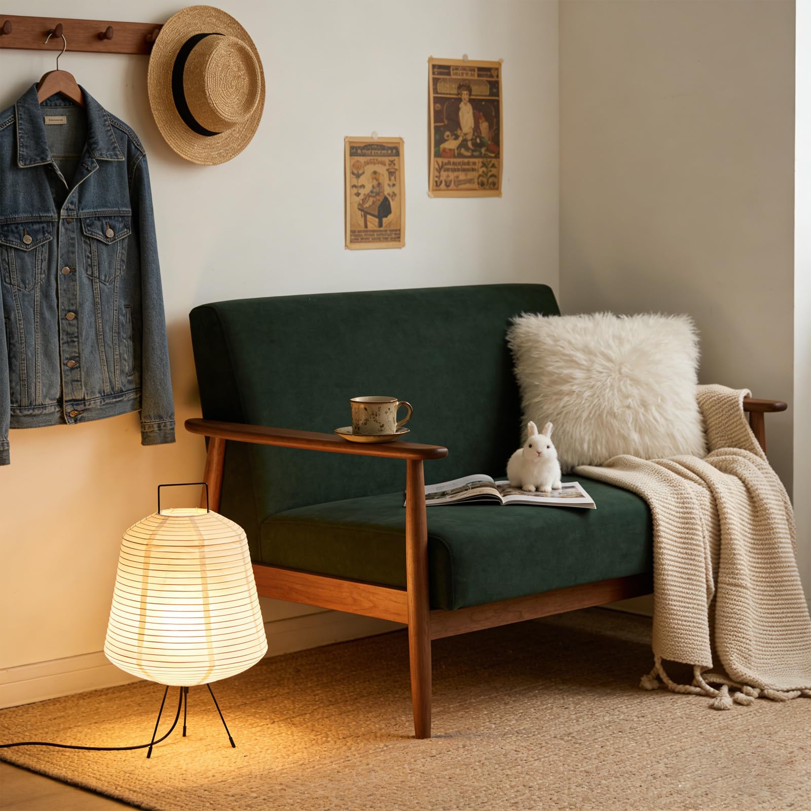 Abat-jour en papier de riz, lampe de chevet, lampadaire, lampe de table, avec douille E27, lampe suspendue, lampe en papier, câble de 2 m, hauteur 36 cm (ampoule non incluse)