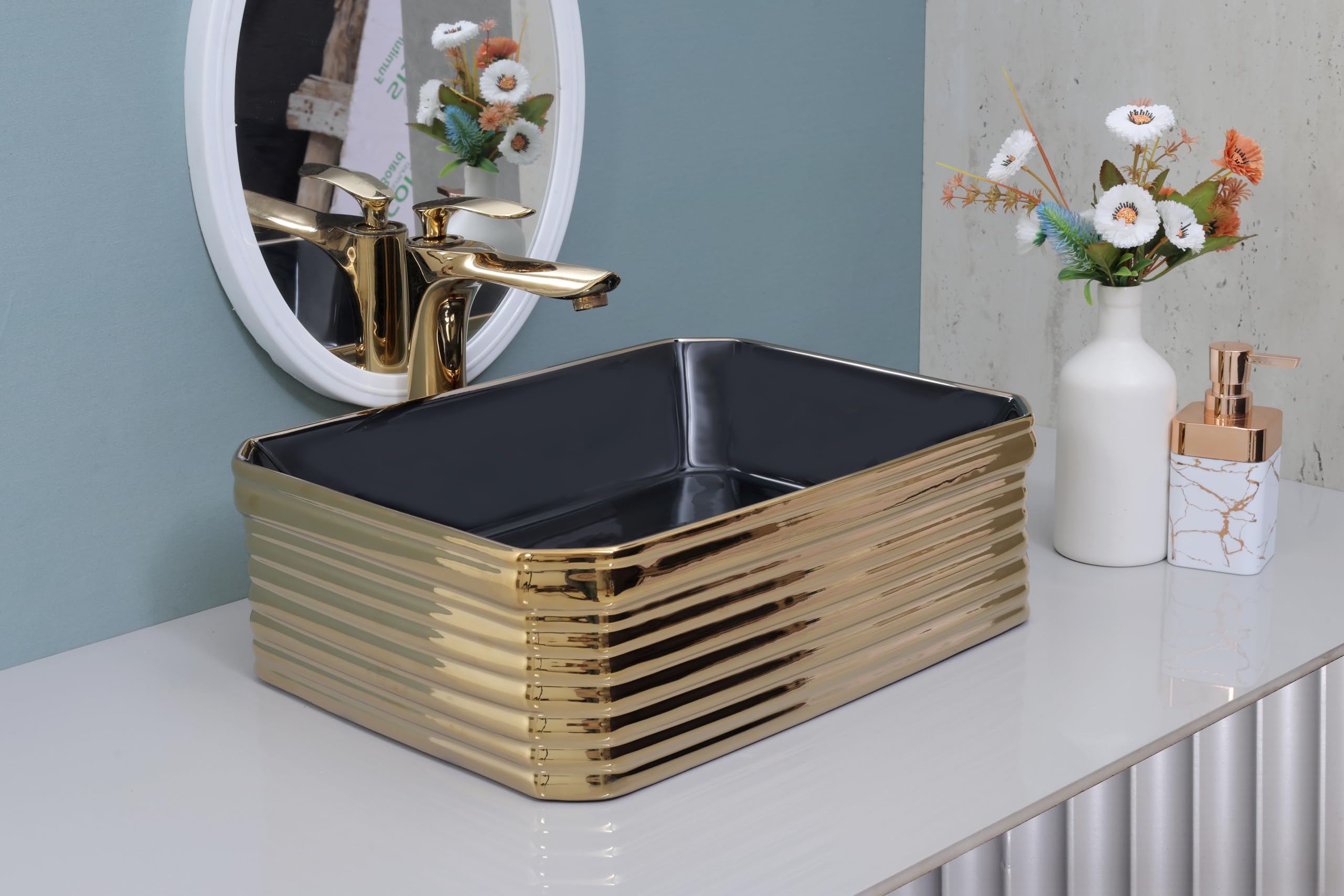 HISRE Ceramic Table Top Vessel Sink Wash Basin Over Counter/Counter Top Wash Basin for Bathroom & Living Room (Model - G3051), photo 3 of 4
