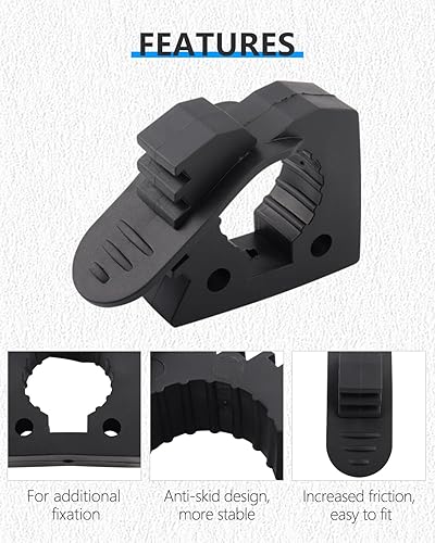 Miniatura 5 de Hi-Lift Jack Handle Keeper 2 abrazaderas de goma, agarre de herramienta de tubo, montaje de abrazadera de liberación rápida, soporte de techo negro