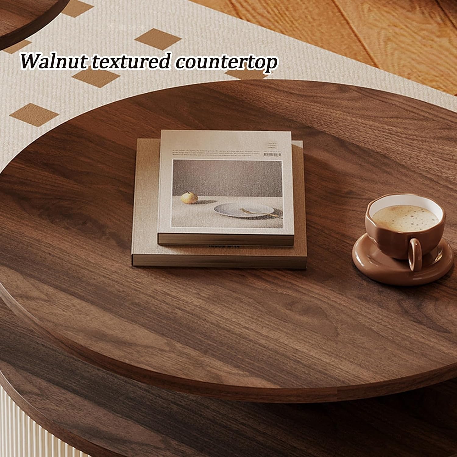 Coffee Table Set of 2, Nesting Table with Combination of Open Storage and Drawer Storage, Solid Wood Legs Design, Center Table for Living Room, Bedroom, Studio(Gray,20in+18in)