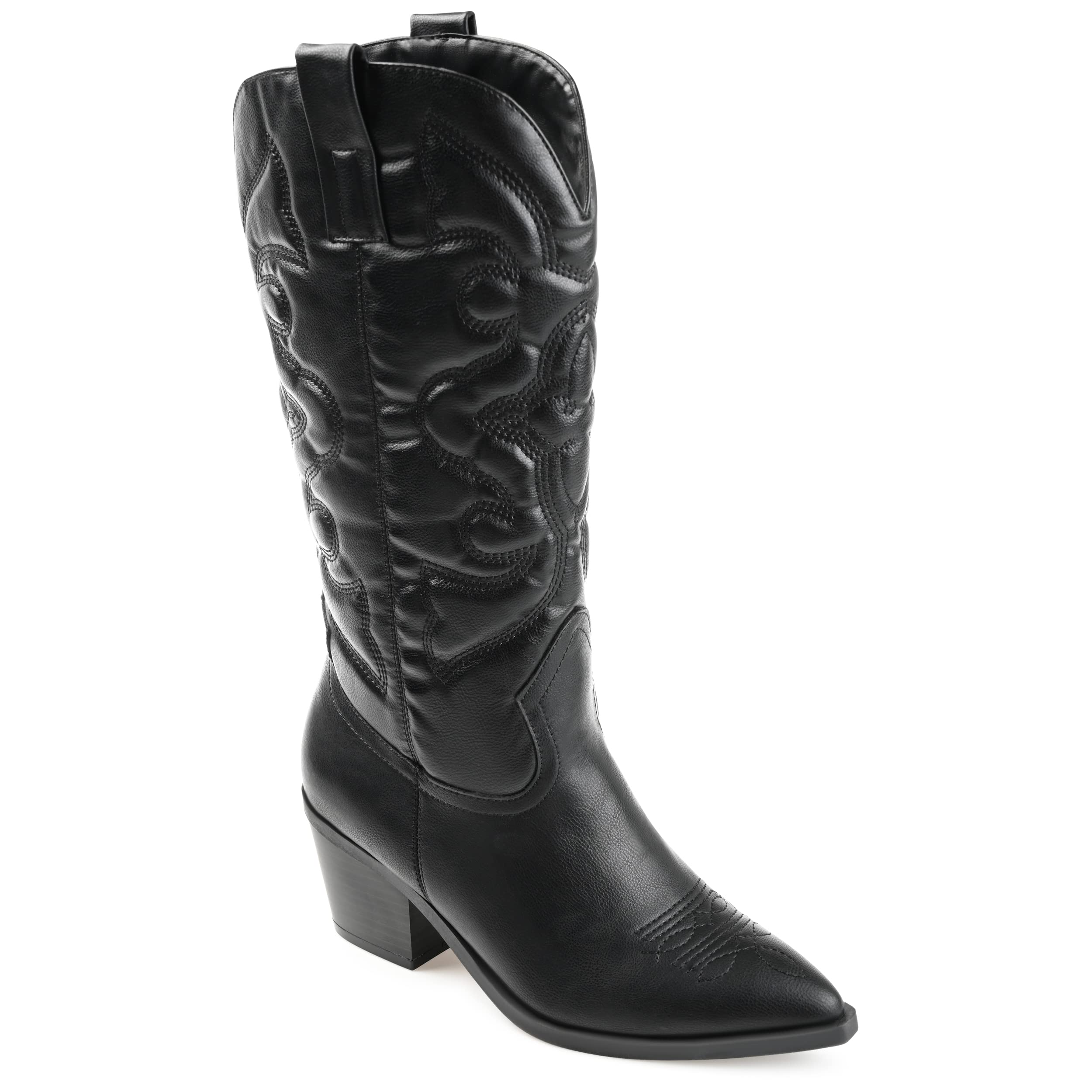 Journee Collection Womens Chantry Pointed Toe Pull On Western Boots Black 9.5 Medium WOMENS US
