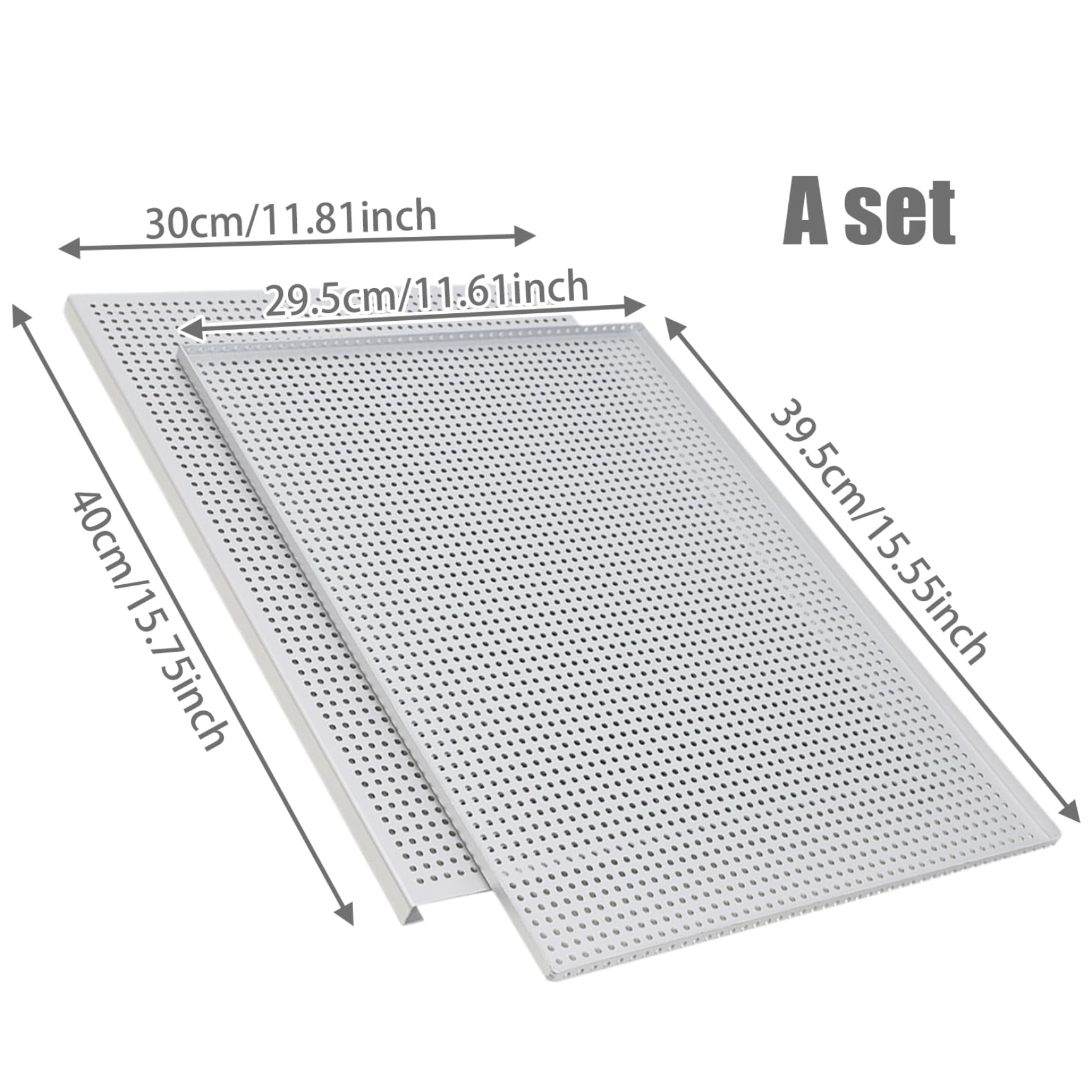 Hojas de hojaldre para Hornear 2 unids/Set Bandeja para Hornear Perforada de aleación de Aluminio de Grado alimenticio Bandeja milhojas Antiadherente Multiusos para Postre de Carne, espe