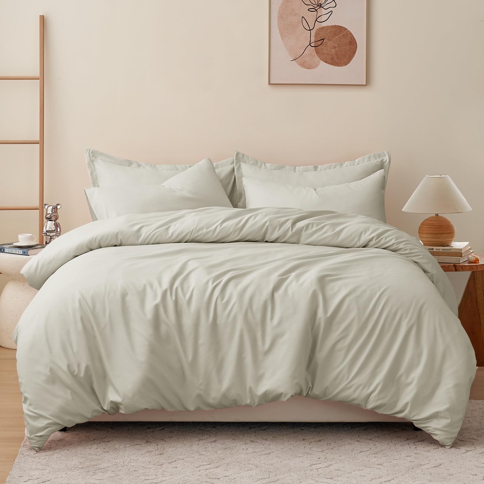 RUIKASI Beige King Size Duvet Cover Sets Bedding Set - Beige Duvet Cover Kingsize Bed Set with Zip, Soft Brushed Microfibre Duvet King Size Covers Set Quilt Cover with 2 Pillowcases — image 1