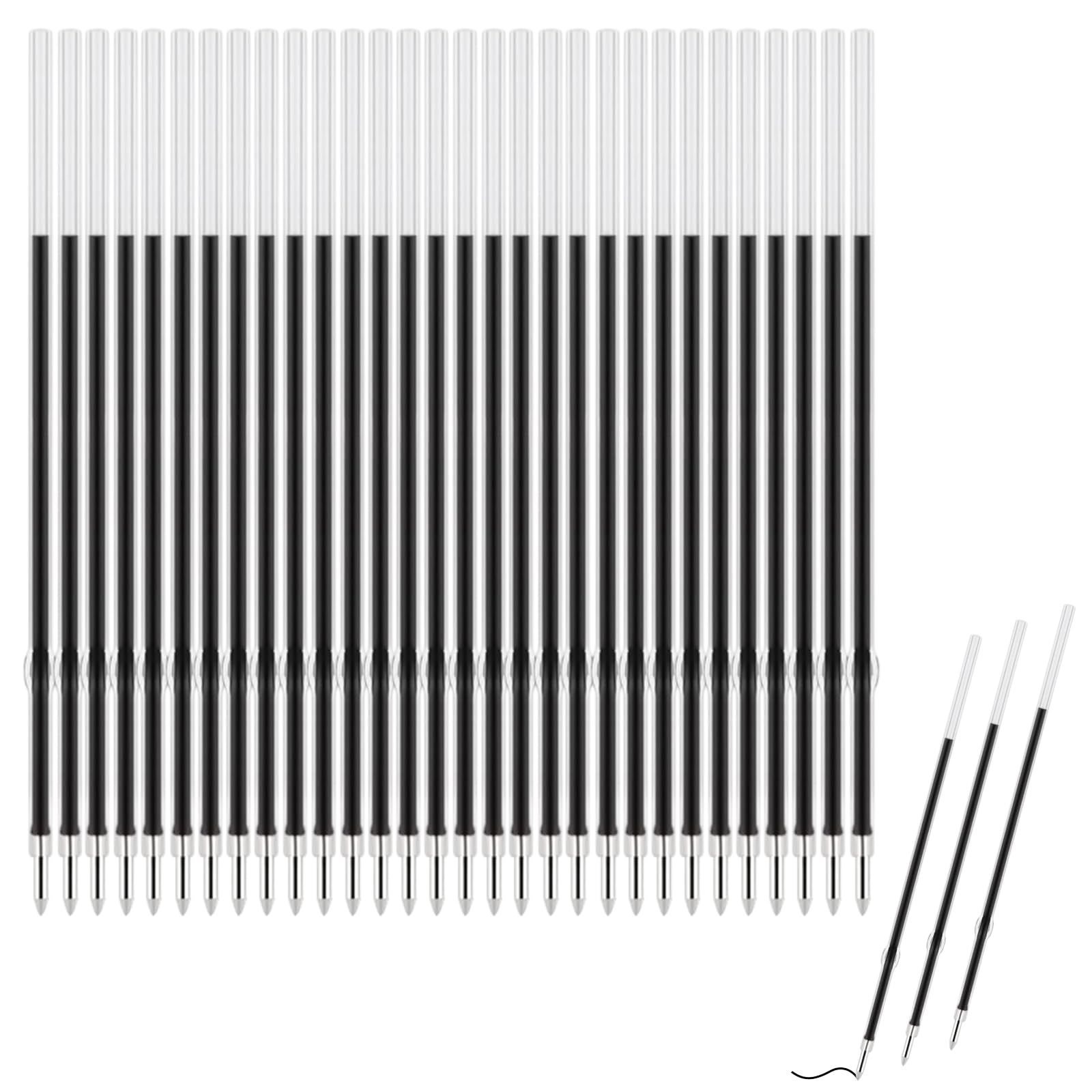 30 Pack Black 0.7mm Retractable Pen Refills: Medium Point Ink, Ballpoint Pen Refills