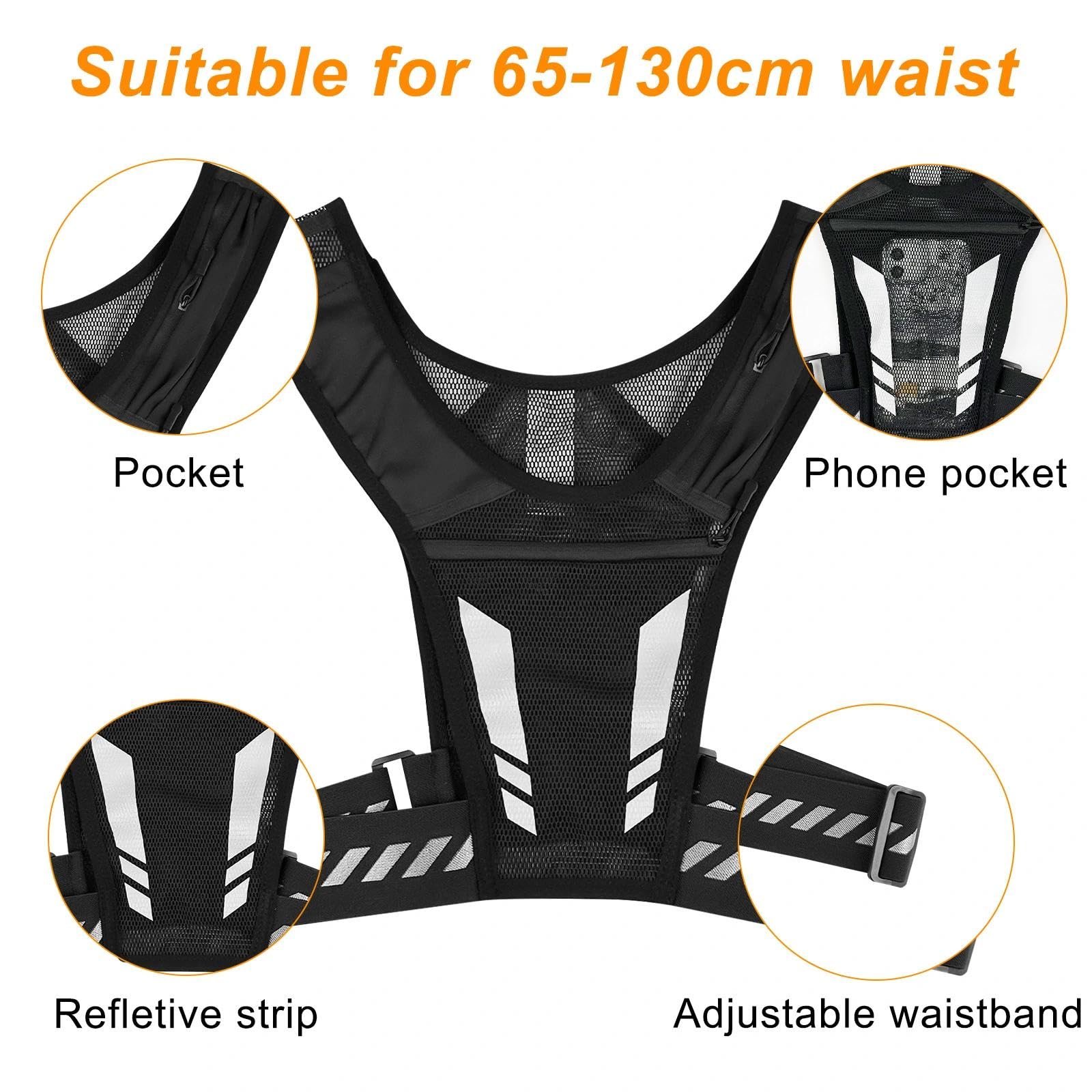 Gilet Riflettente da Donna per Correre con Porta Telefono Corsa, Uomo Portacellulare per Ciclismo Jogging Escursionismo