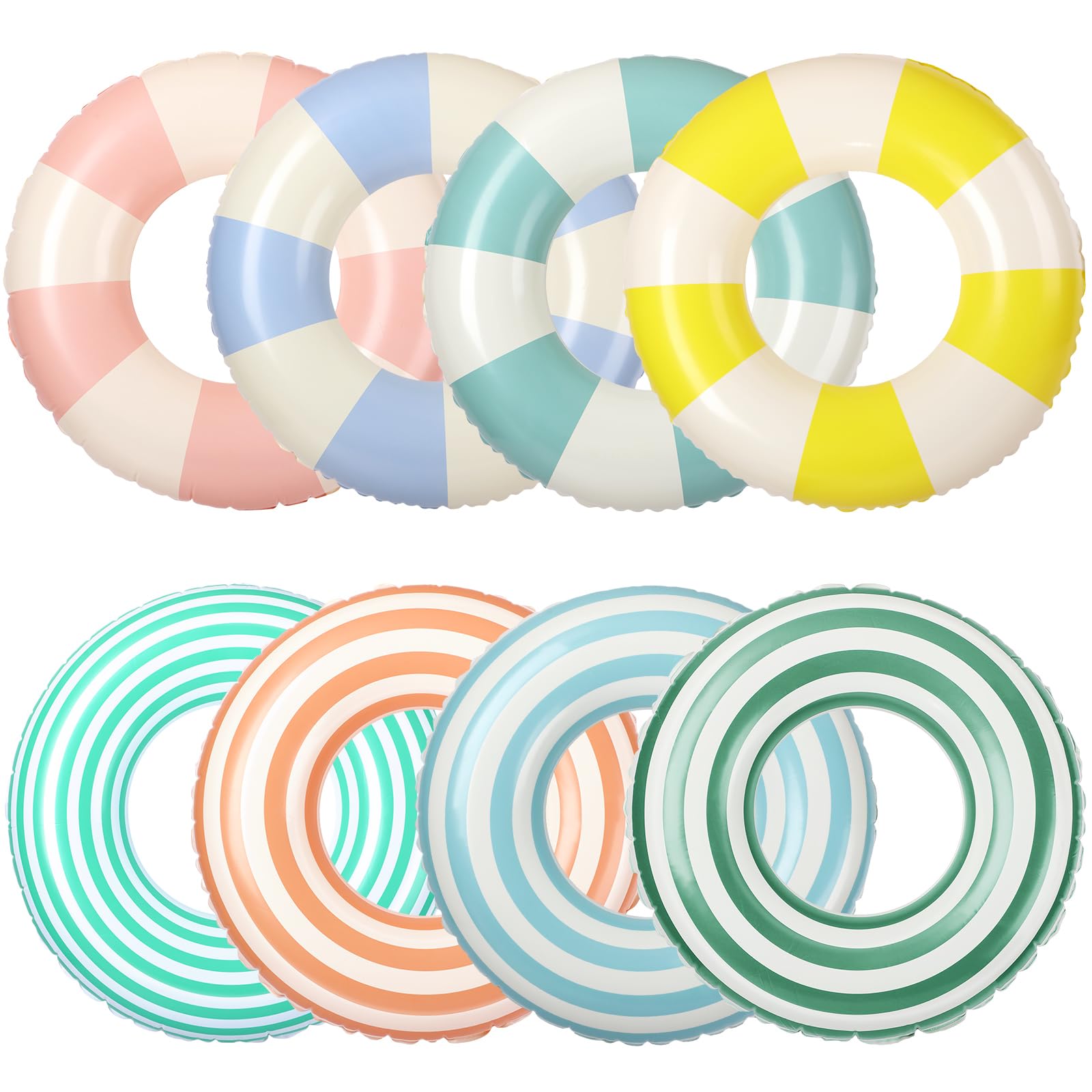 Libima 8 Pcs Inflatable Pool Floats for Adults, Swimming Rings Swim Tube Pool Rings Floaties for Adults Hawaiian Beach Party Decorations