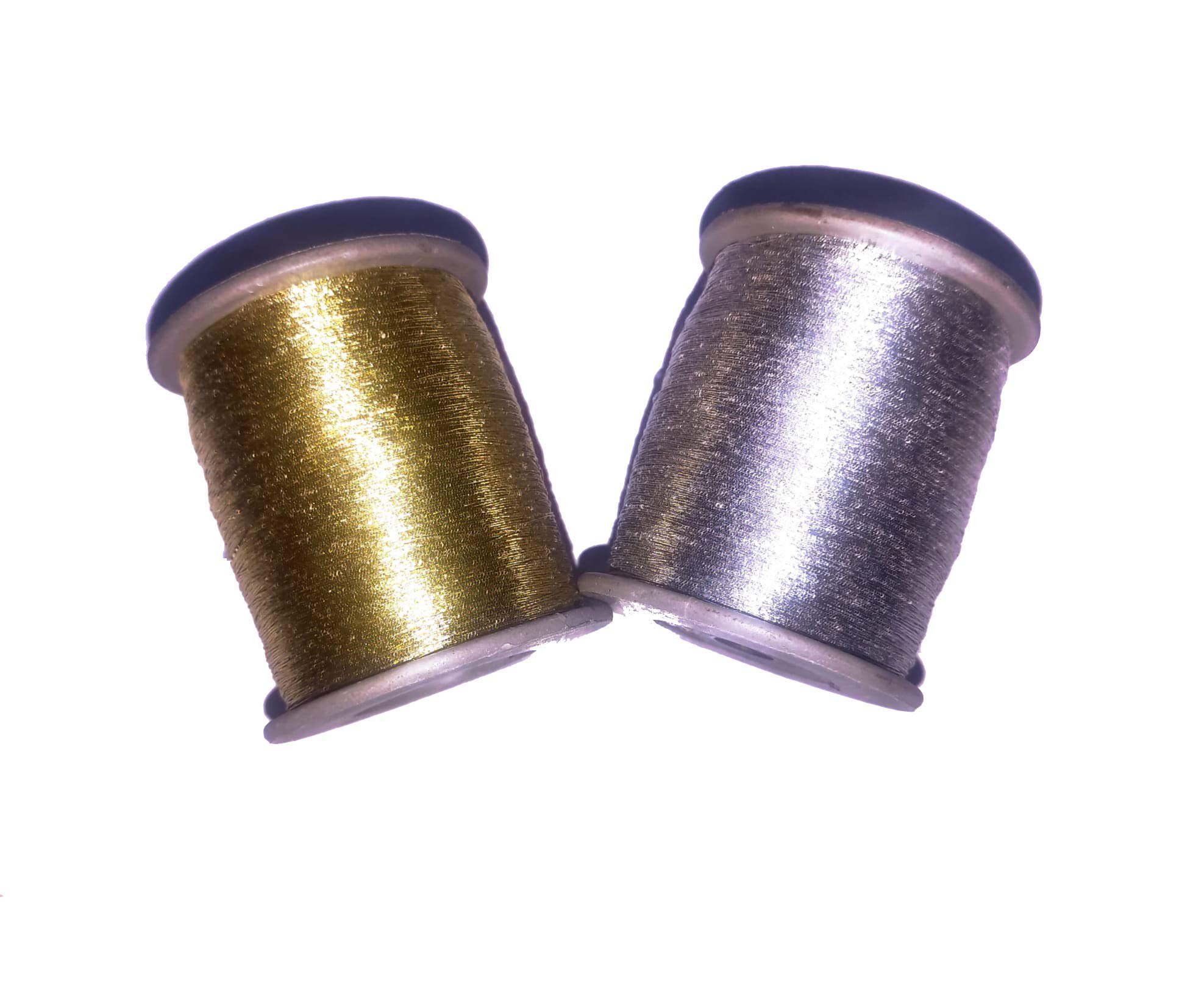 KHUSHA CREATIONSGolden Silver Thread (2000 m Pack of 2)