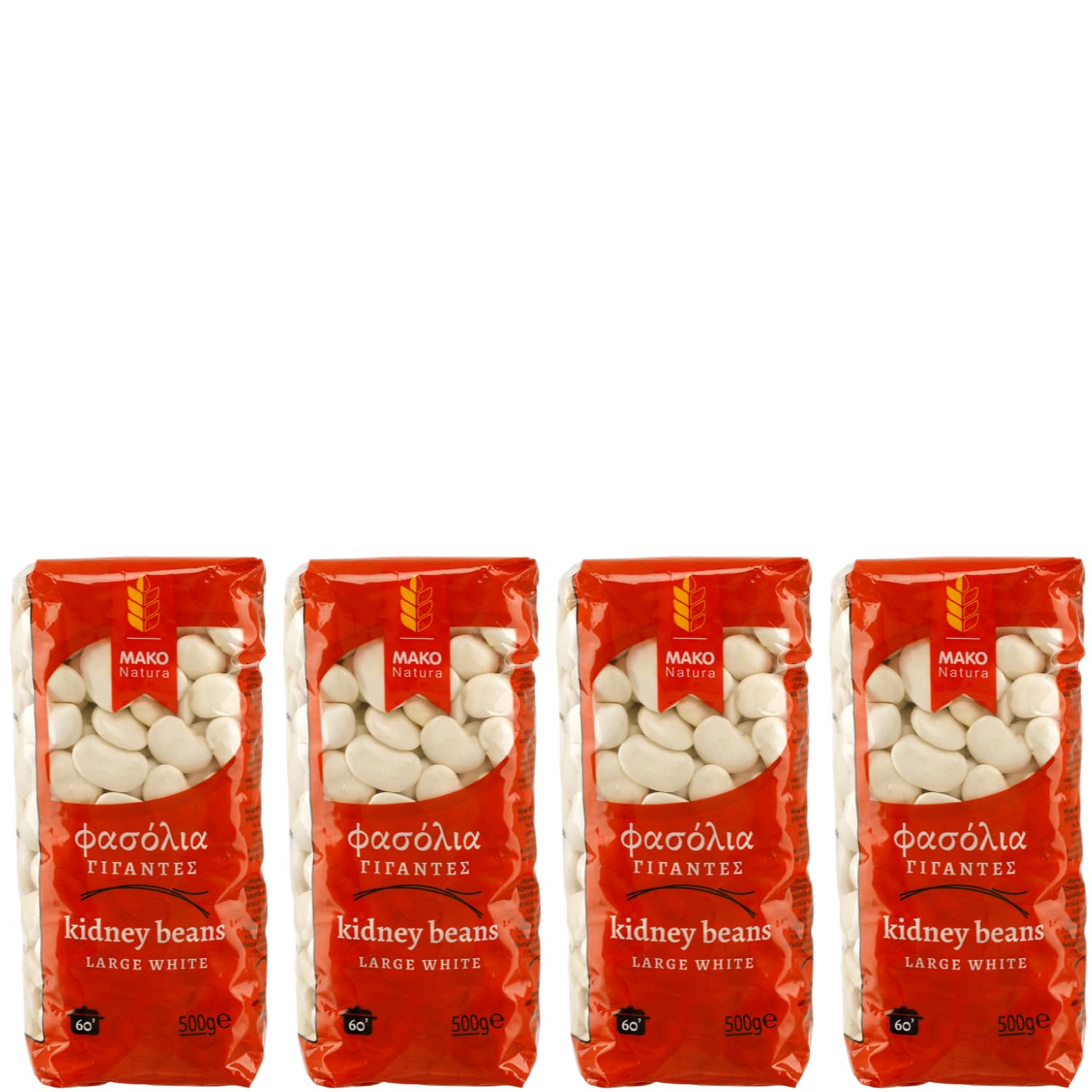 Weiße Riesenbohnen Gigantes nach griechischer Art | 4x 500g Packung von Mako | Spitzen-Qualität | Giant Beans