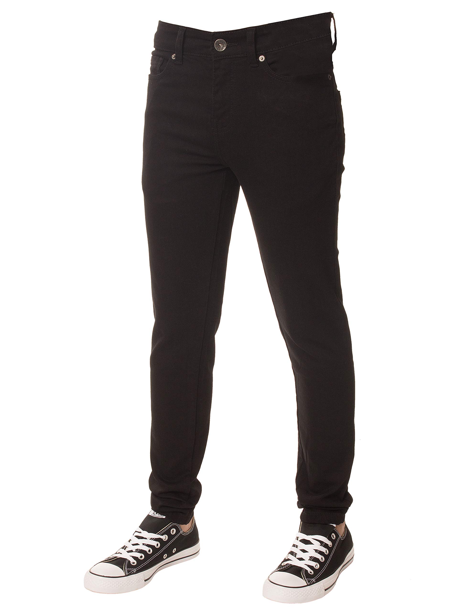 Enzo New Boys Designer Chino Jeans Skinny Stretch Fit Age 9,10,11,12,13,14,15 Black 26R