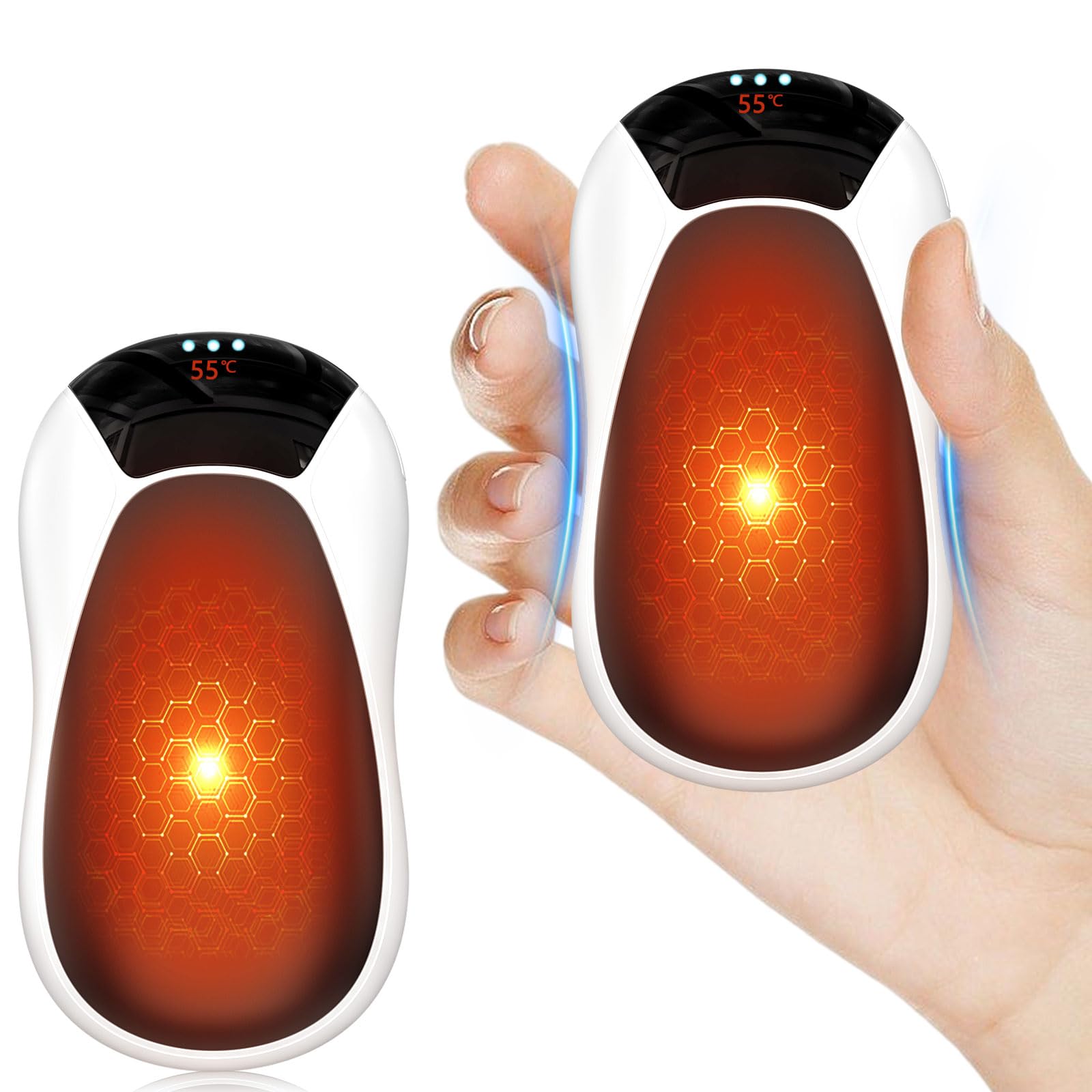 DDKJ Chaufferette Main Rechargeable,2PCS Chauffe Main Electrique 7000mAh 36 Hrs de Chauffage avec Écran LCD,Chaufferette Reutilisable 3 Niveaux Chaleur,Cadeau Noel pour Poches et Gants en Hiver Froid