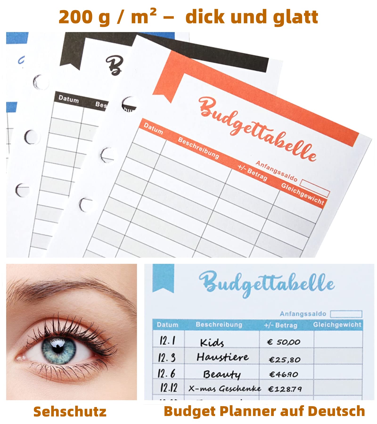 Lot 38 Feuilles Recharge Papier A6 Allemand Planificateur Budget - Kit Défi Économies Sparchallenge