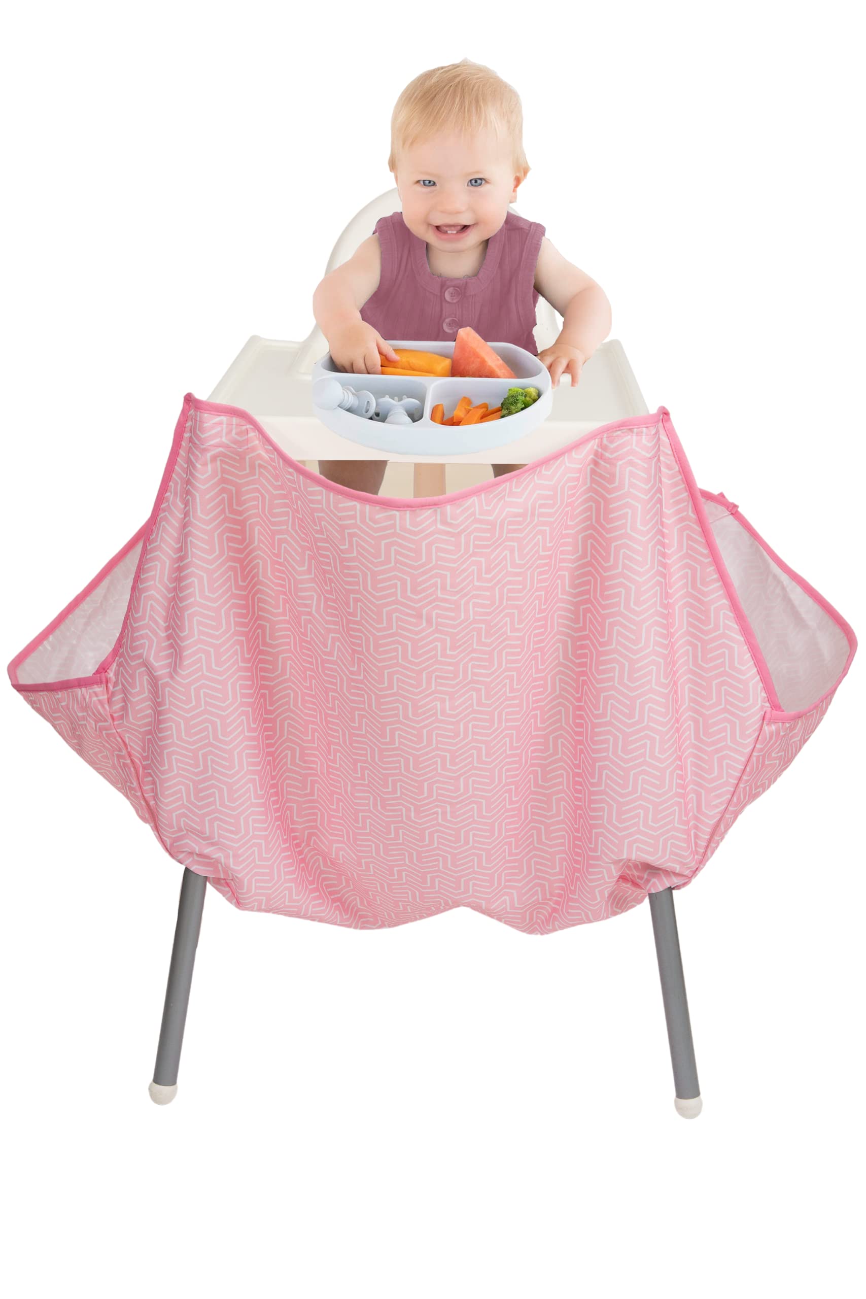 Splash mat Under high Chair Food & Mess Catcher, wipeable & Washable (Pink)