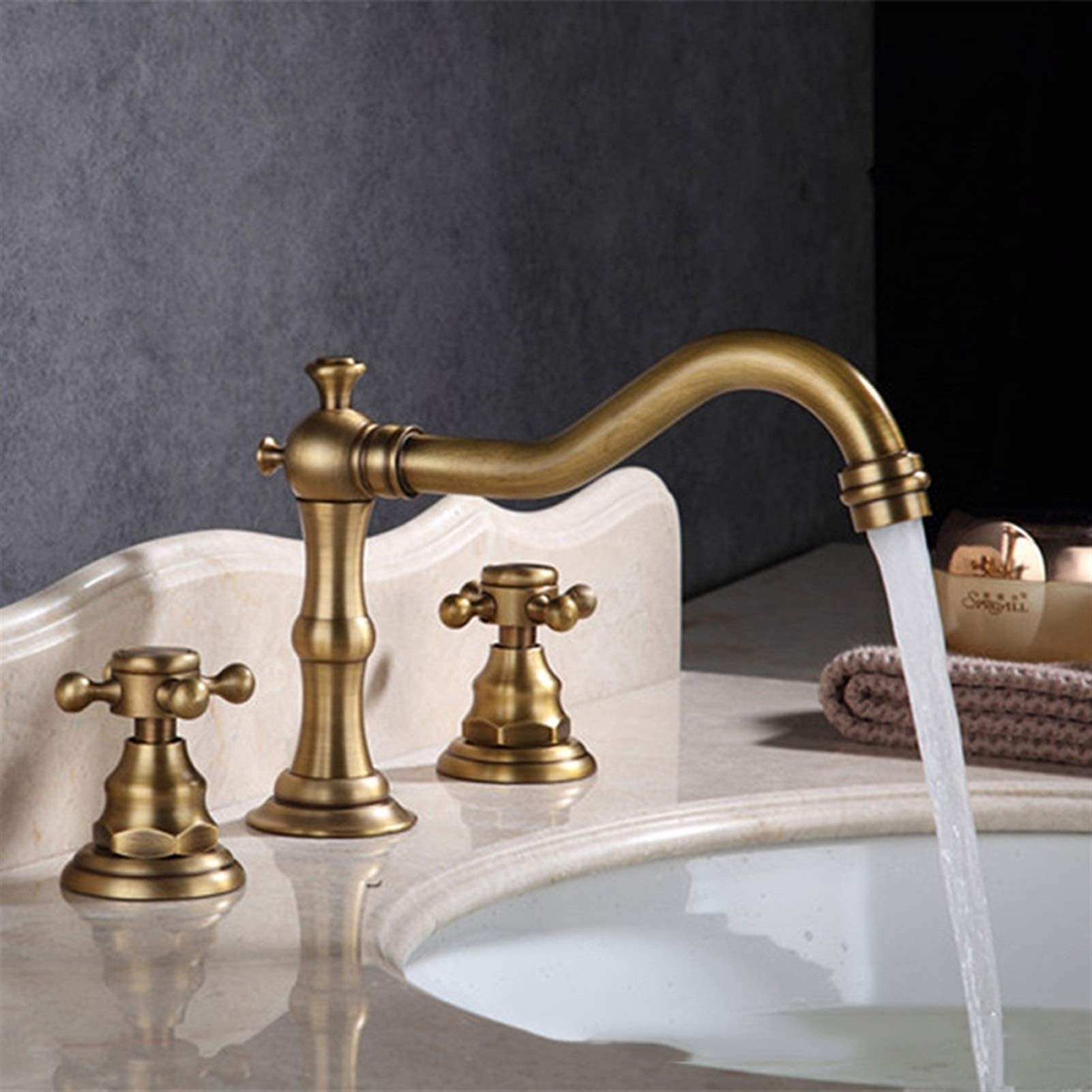 ZQFHSX Faucet European Style Home Improvement Building Materials Plumbing Bathroom Taps Hardware Three Item Set Cold Heat Separate Basin Water-tap
