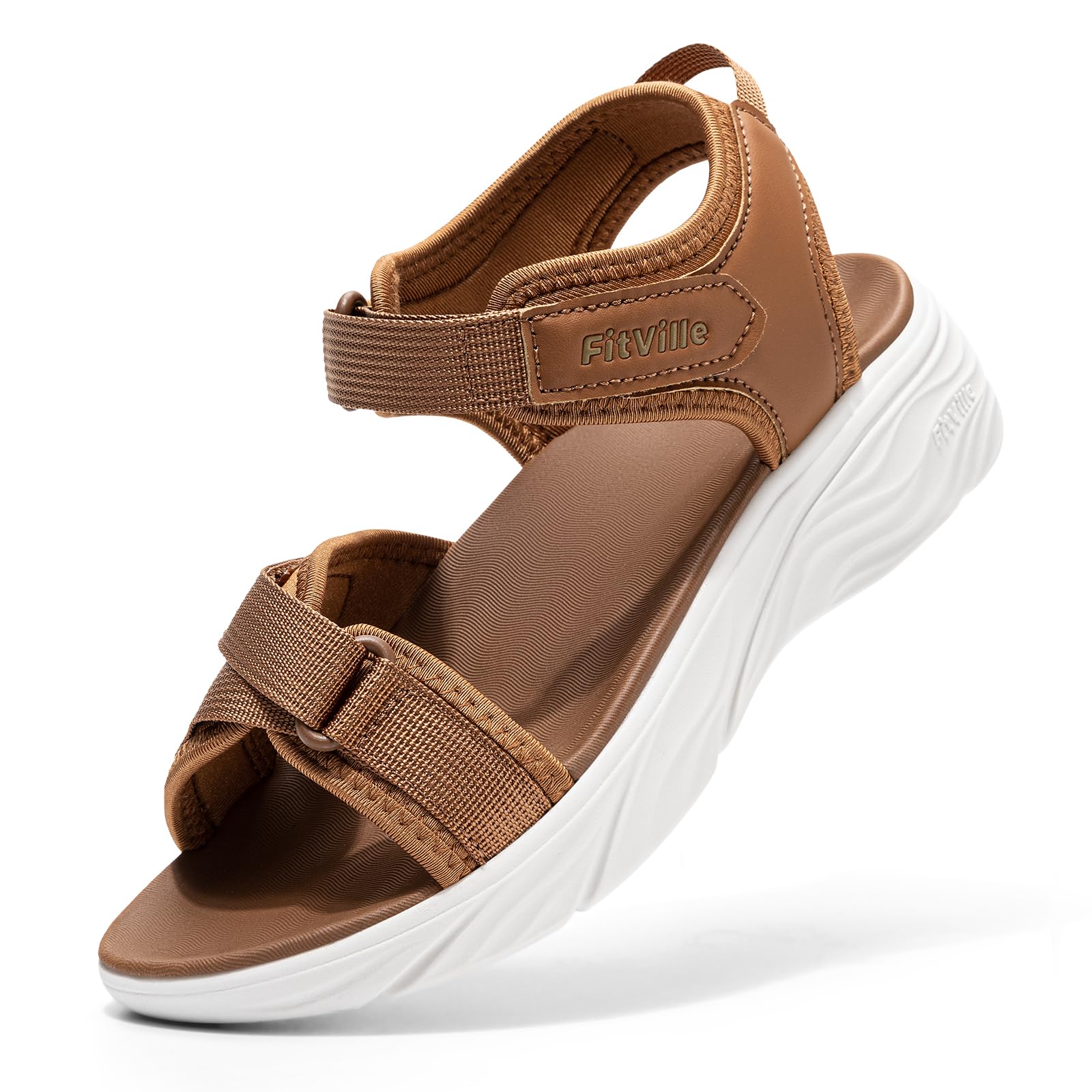Photo 1 of FitVille Wide Sandals for Women Orthopedic Walking Sandals with Arch Support, Adjustable Closures & Cushioning for Flat Feet Plantar Fasciitis, Stylish for All-Day Wear