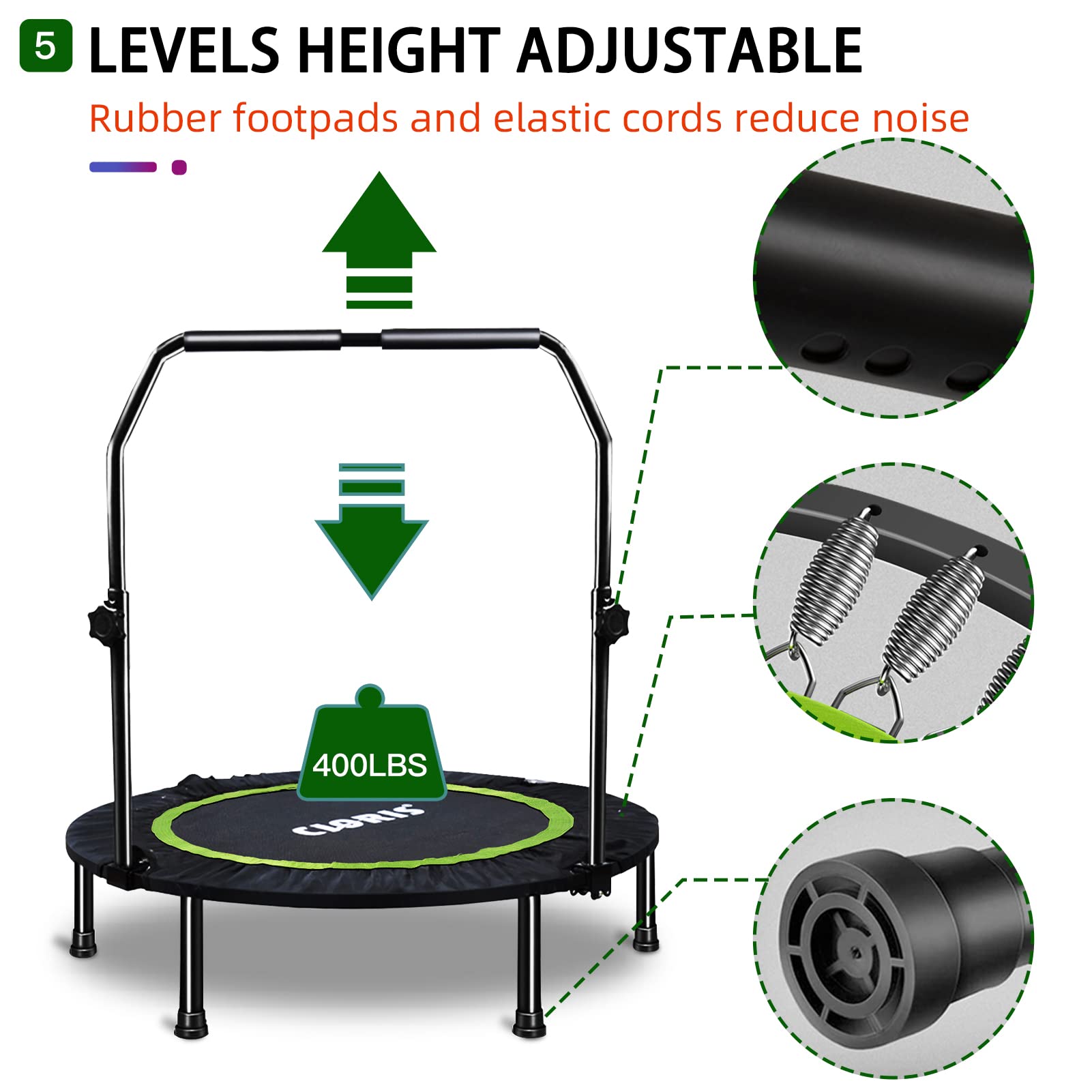 CLORIS 40" Foldable Fitness Trampoline Max Load 400 lb , Mini