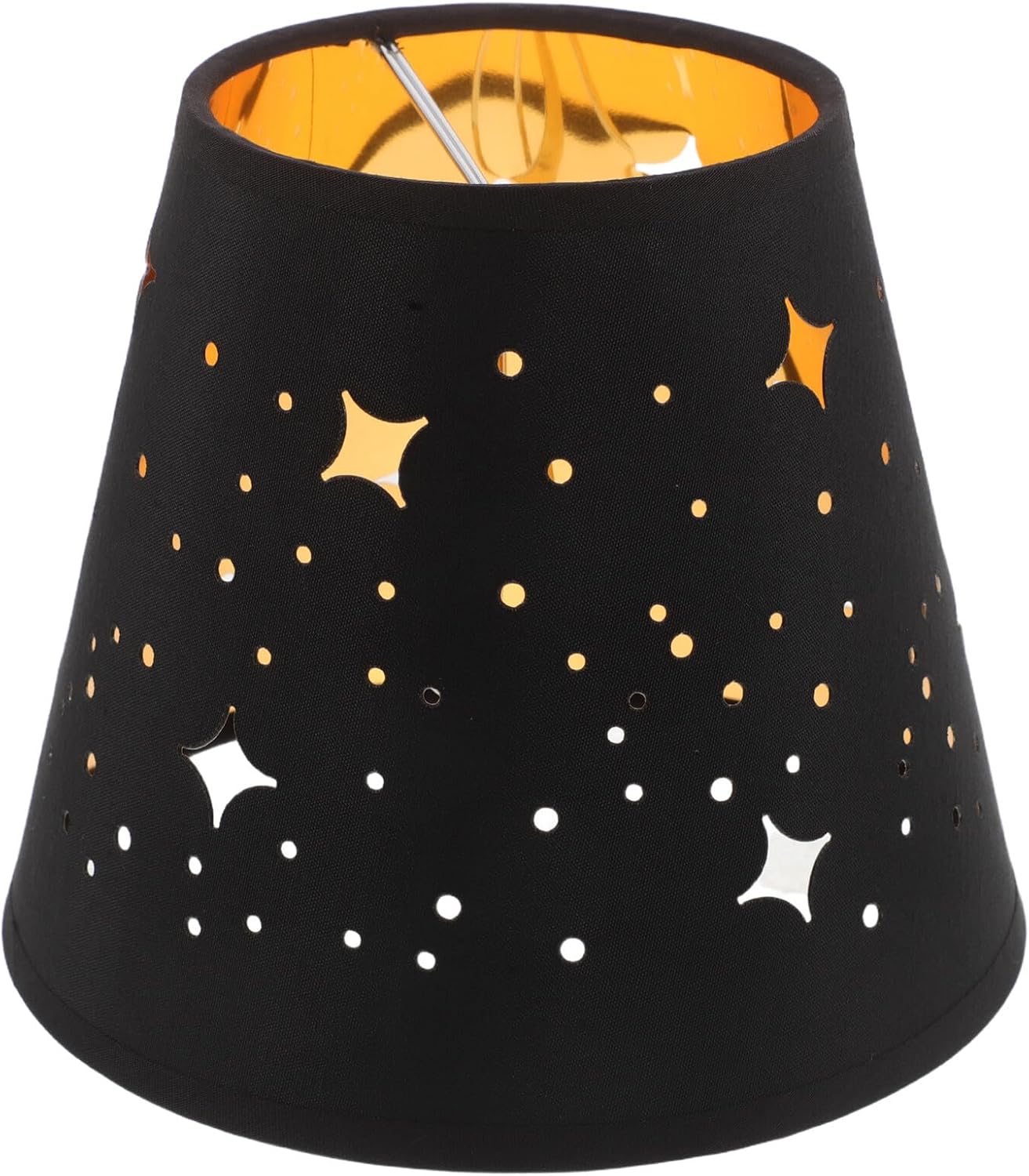 SECFOU Clip-on Hollow Star Lamp Shade Cover, Compact Black Metal Barrel Lampshade, Replacement Decorative Light Accessory for Table and Wall Lamps, European Style for Home and Party Use