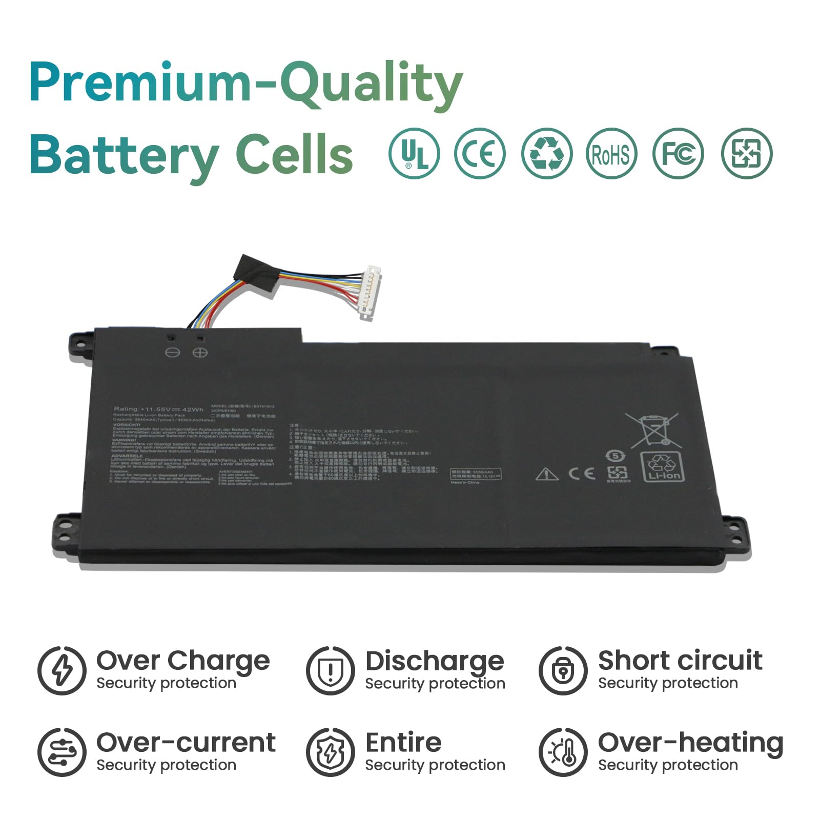 K KYUER B31N1912 C31N1912 Batterie pour ASUS VivoBook E410 E510 L410 L510 Go 14 15 E410M E410MA E410K E410KA E510K E510KA E510M E510MA L410M L410MA R429M R429MA L510MA L510KA L410KA Notebook Battery