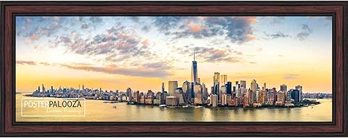 Miniatura 3 de Marco panorámico tradicional de madera de cerezo de 13.5 x 40 pulgadas, marco de fotos incluye acrílico UV, respaldo de tablero de espuma y