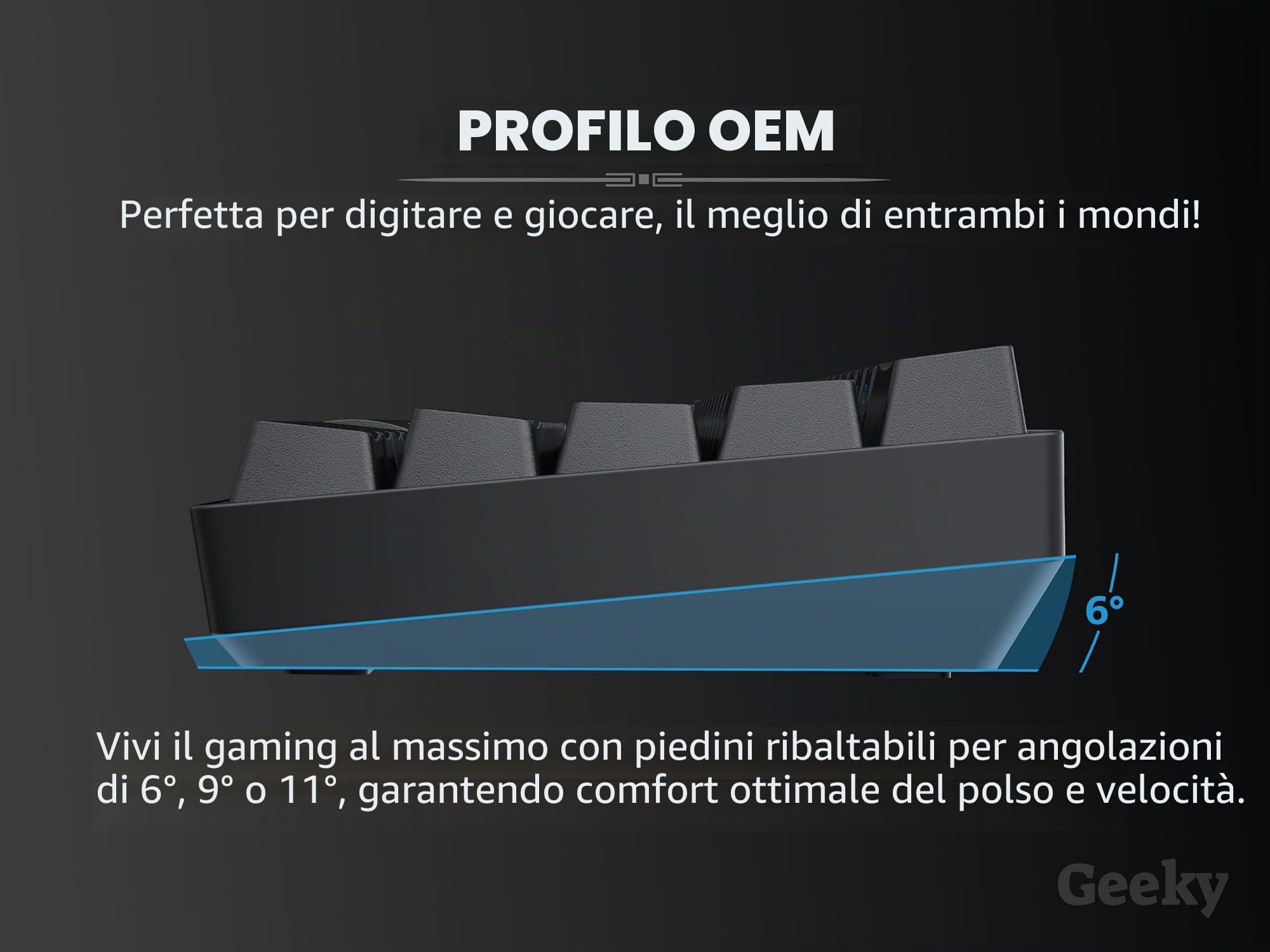 Geeky GK75 75% | Hot Swappable Tastiera da Gioco Meccanica | 84 Tasti Multi Colore RGB LED Retroilluminati per Gaming su PC/Mac | ANSI US Tastiera Americana (Nero, Mechanical Black)
