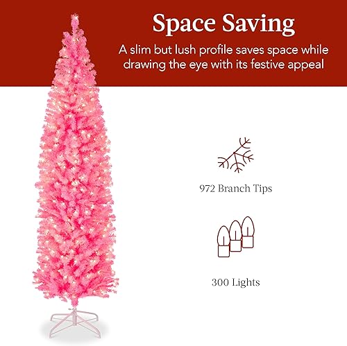Miniatura 14 de Best Choice Products Árbol de Navidad blanco preiluminado, decoración artificial delgada de 6 pies con luces blancas incandescentes, árbol delgado