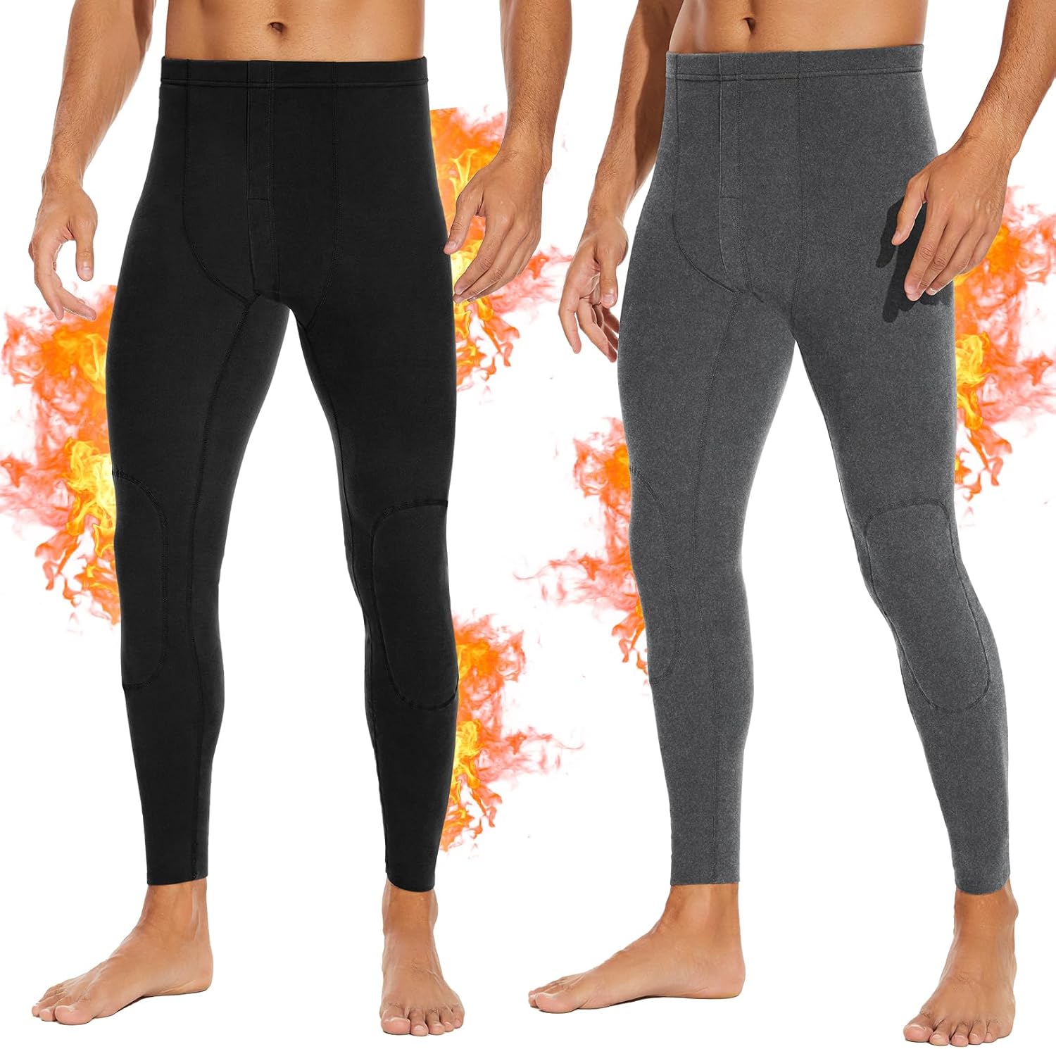 SIMIYA 2 Packs Mens Long Johns, Thermal Underwear for Men Soft Base Layer Mens Thermal Pants for Cold Weather