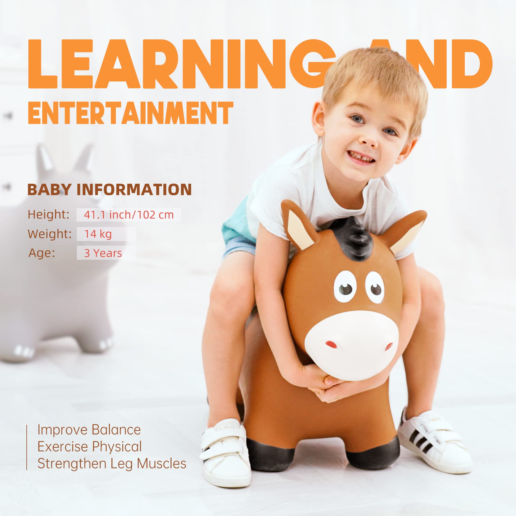 ZOOJOY Bouncy Horse Hopper - Toddler Inflatable Toy -2