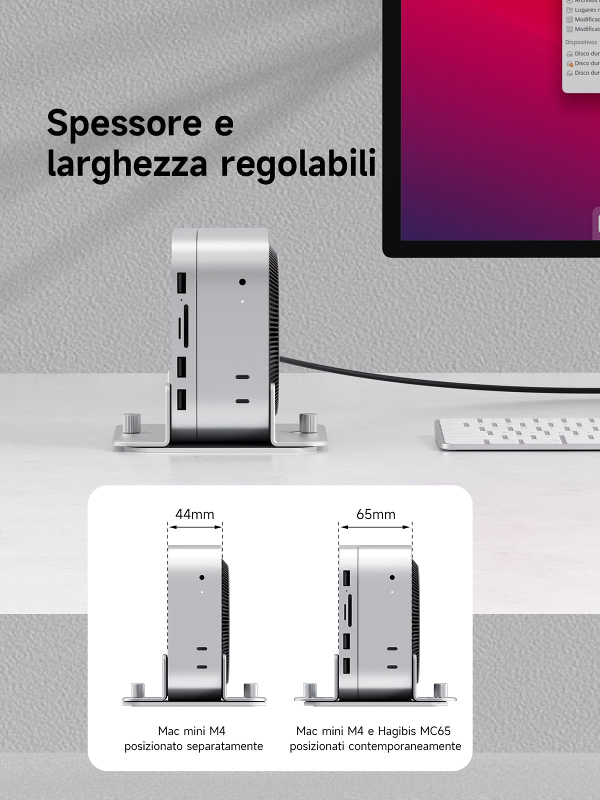 Hagibis Supporto verticale per Mac Mini M4, in lega di alluminio, supporto antiscivolo per computer, compatibile con chip M4, Mac Mini Pro