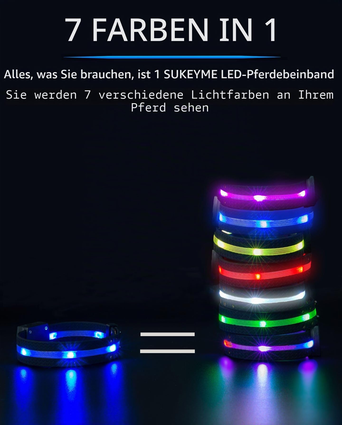 Reiter 2024 V.1 LED-Pferde-Zaumzeug, Mehrfarbig, M
