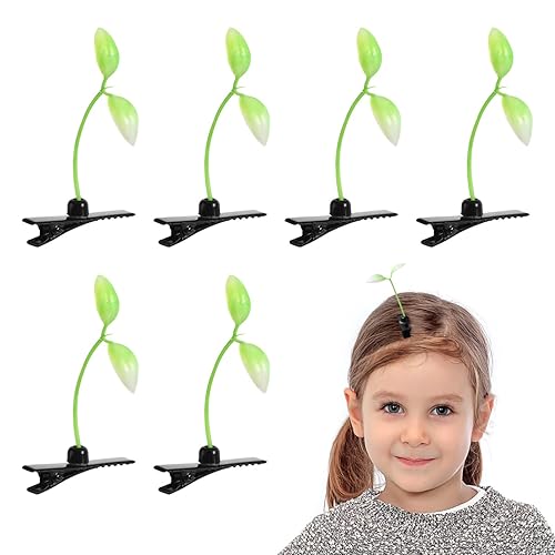 Miniatura 1 de Beavorty 10 pinzas para el cabello con brotes de frijoles, lindos pasadores de pelo de plantas verdes, horquillas de hierba divertida, accesorios