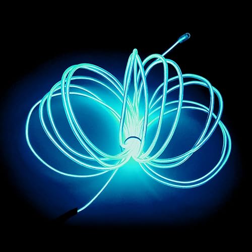 Cable de luces, luces neón, 5 metros (16 pies), portátil, cable electro-luminiscente de neón brillante, para fiestas, Halloween, luz negra,