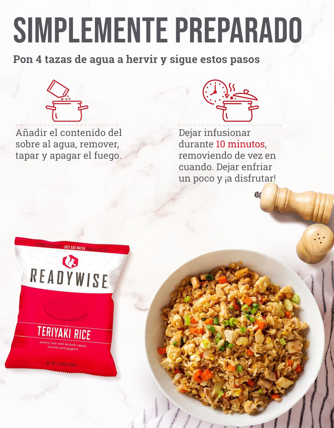 ReadyWise, 60 raciones, desayuno, comida y cena, bolsa seca Grab & Go, liofilizado, hasta 25 años de vida útil, alimentos de emergencia
