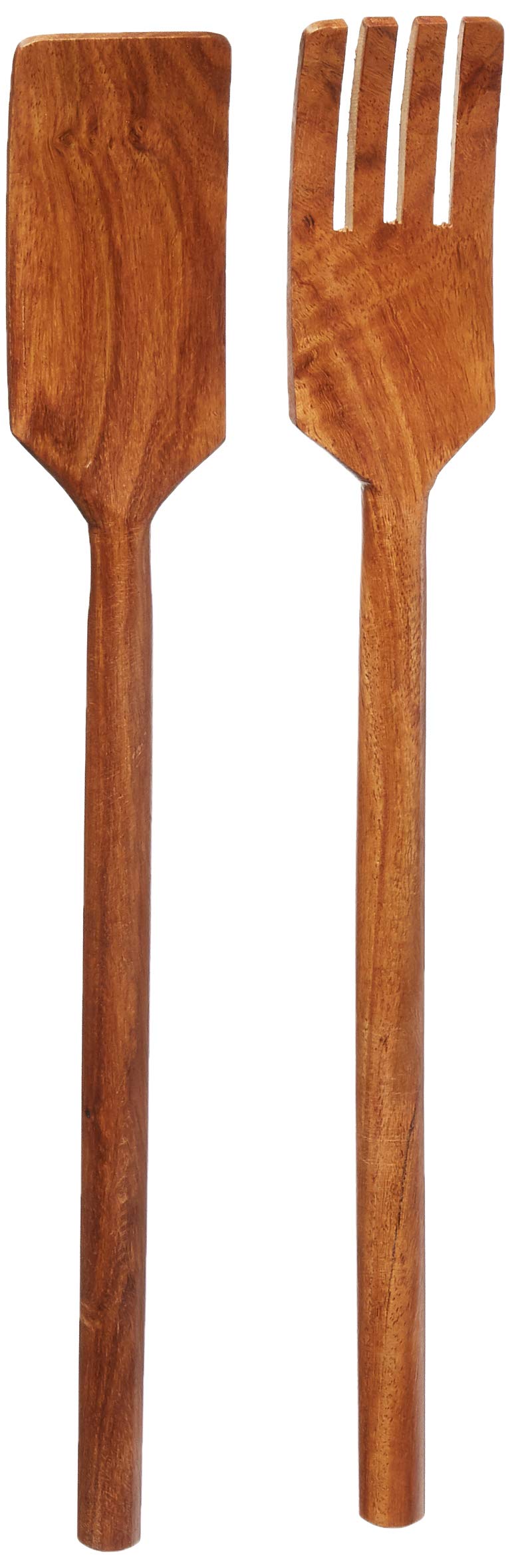 Godinger Tazón de barco forrado de madera con servidor de ensalada, color plateado