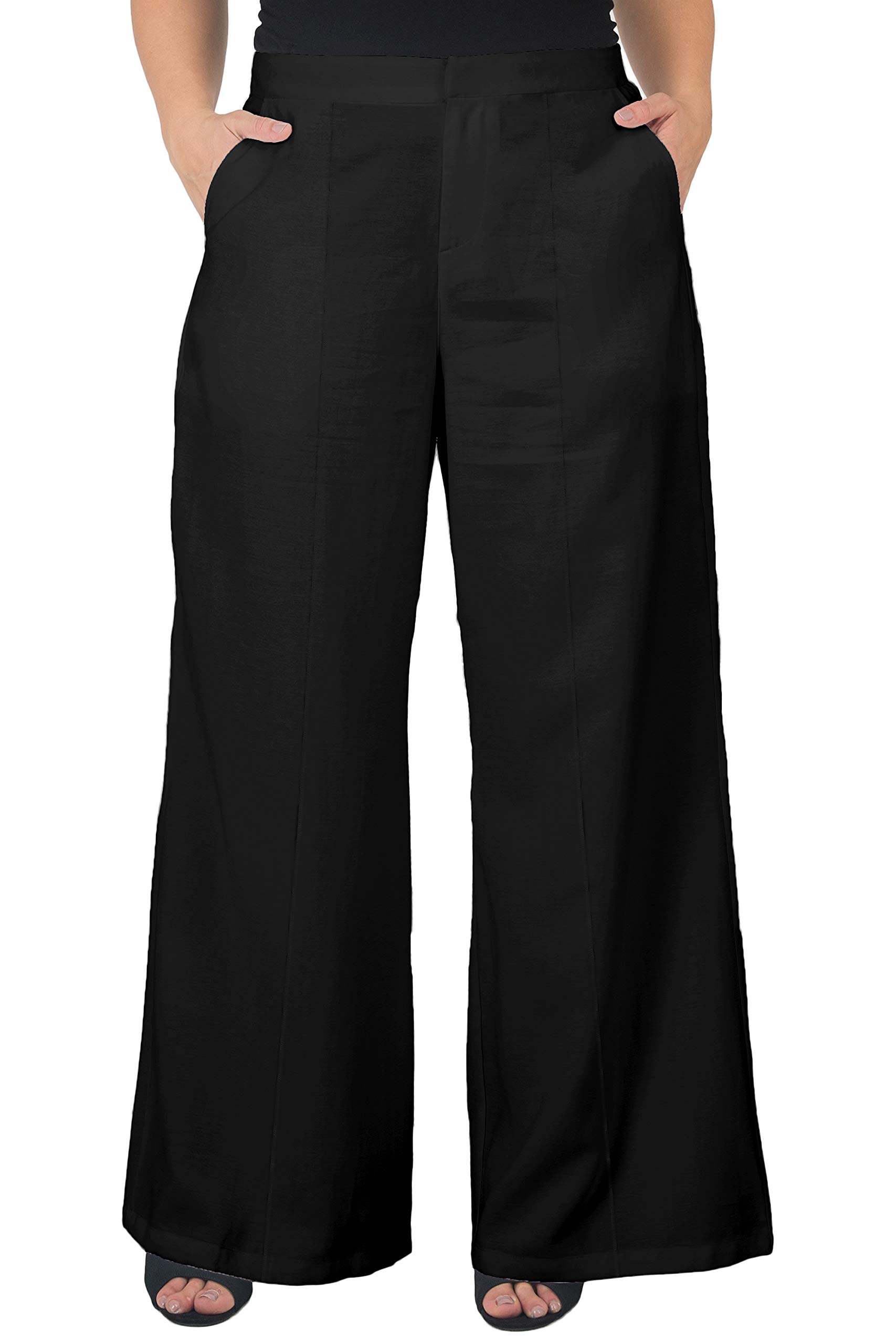 Standards Practices Womens Plus Size Black High Waist Wide Leg Pants