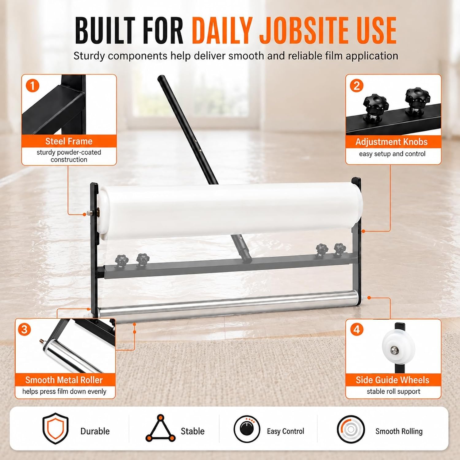 Carpet Protection Film Applicator, 24-36 in Adjustable Carpet Film Roller