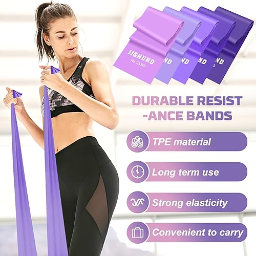 Miniatura 3 de 5 bandas de resistencia, bandas elásticas profesionales de ejercicio para fitness, yoga, pilates, estiramiento, entrenamiento de fuerza, bandas de