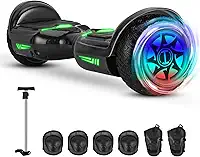 Hoverboard Adulto e Infantil com 320W, Overboard Todo Terreno com Rodas Largas 6.5', Overboard com Bluetooth e Luzes LED, Hoverboard Adulto até 120kg, Autonomia de 10km