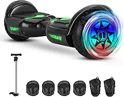 Hoverboard Adulto e Infantil com 320W, Overboard Todo Terreno com Rodas Largas 6.5', Overboard com Bluetooth e Luzes LED, Hoverboard Adulto até 120kg, Autonomia de 10km