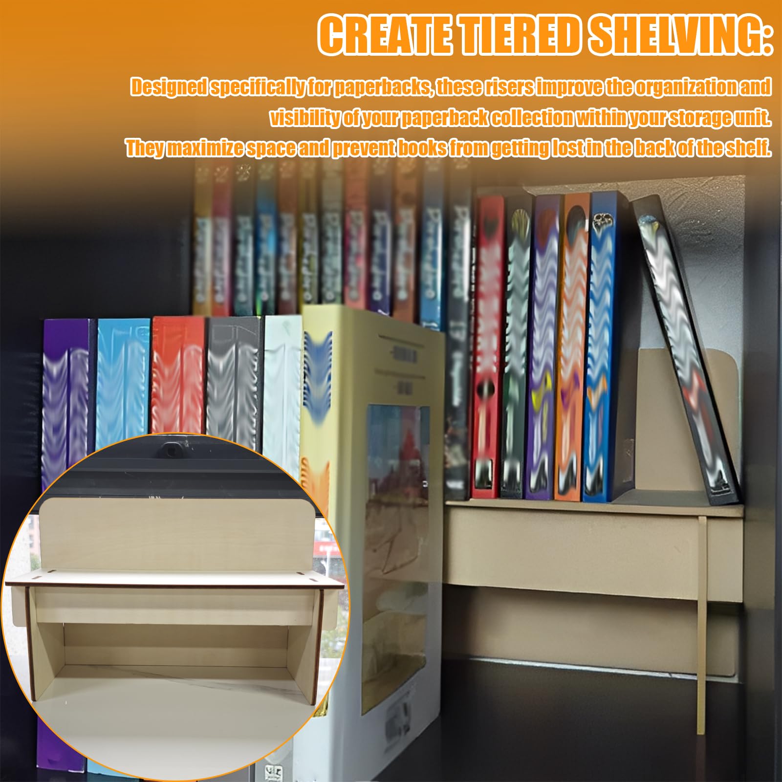 Inserto elevador de libros de tapa blanda compatible con la unidad de almacenamiento Ikea Kallax, inserta estantes para mejorar la organización del libro