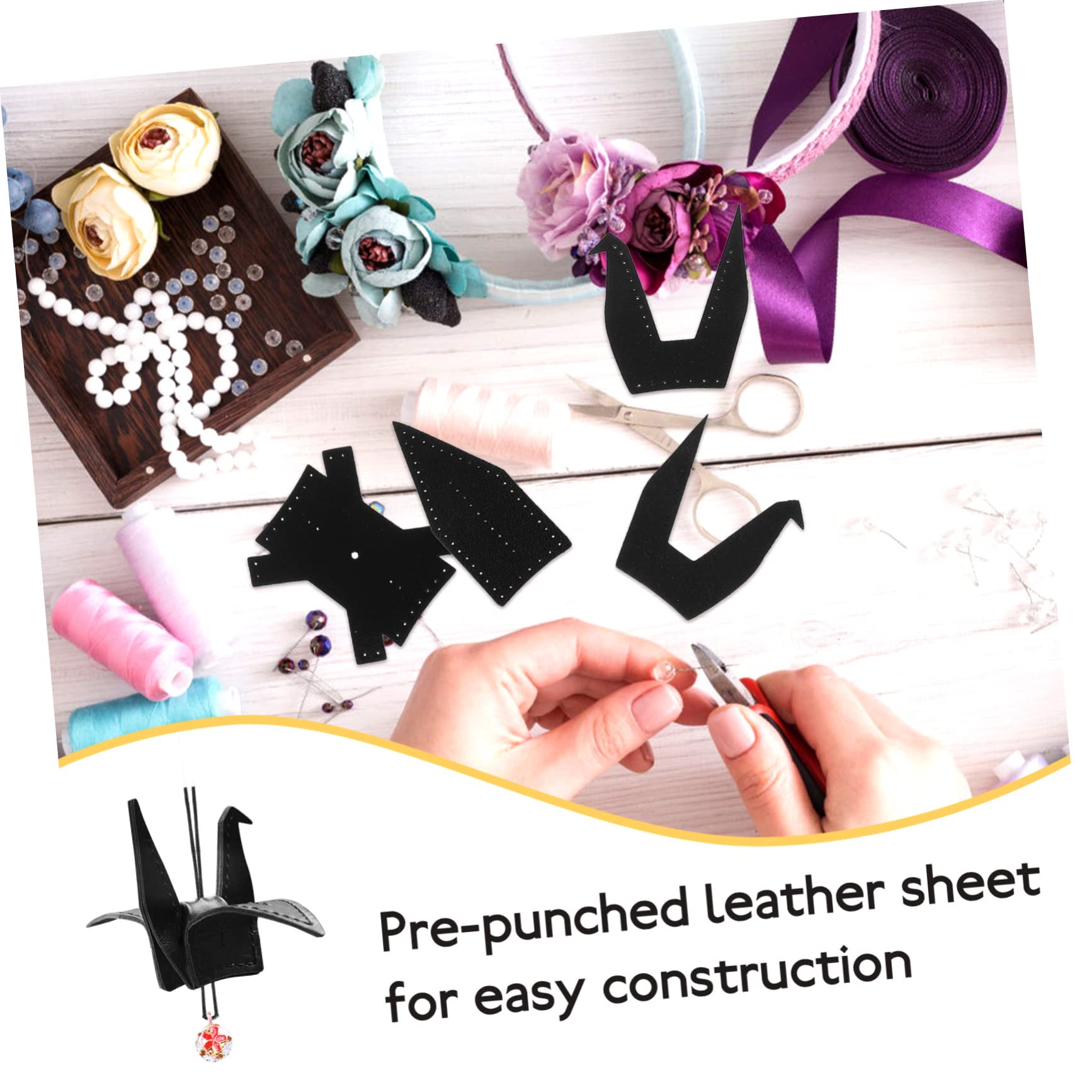 TEHAUX 5ensembles Pendentif Cuir Origami Kit Pour Voiture Ensemble De Matériaux Pour Création De Crane Cuir Décoration Unique Et Facile à Réaliser Pour Amateurs De Couture