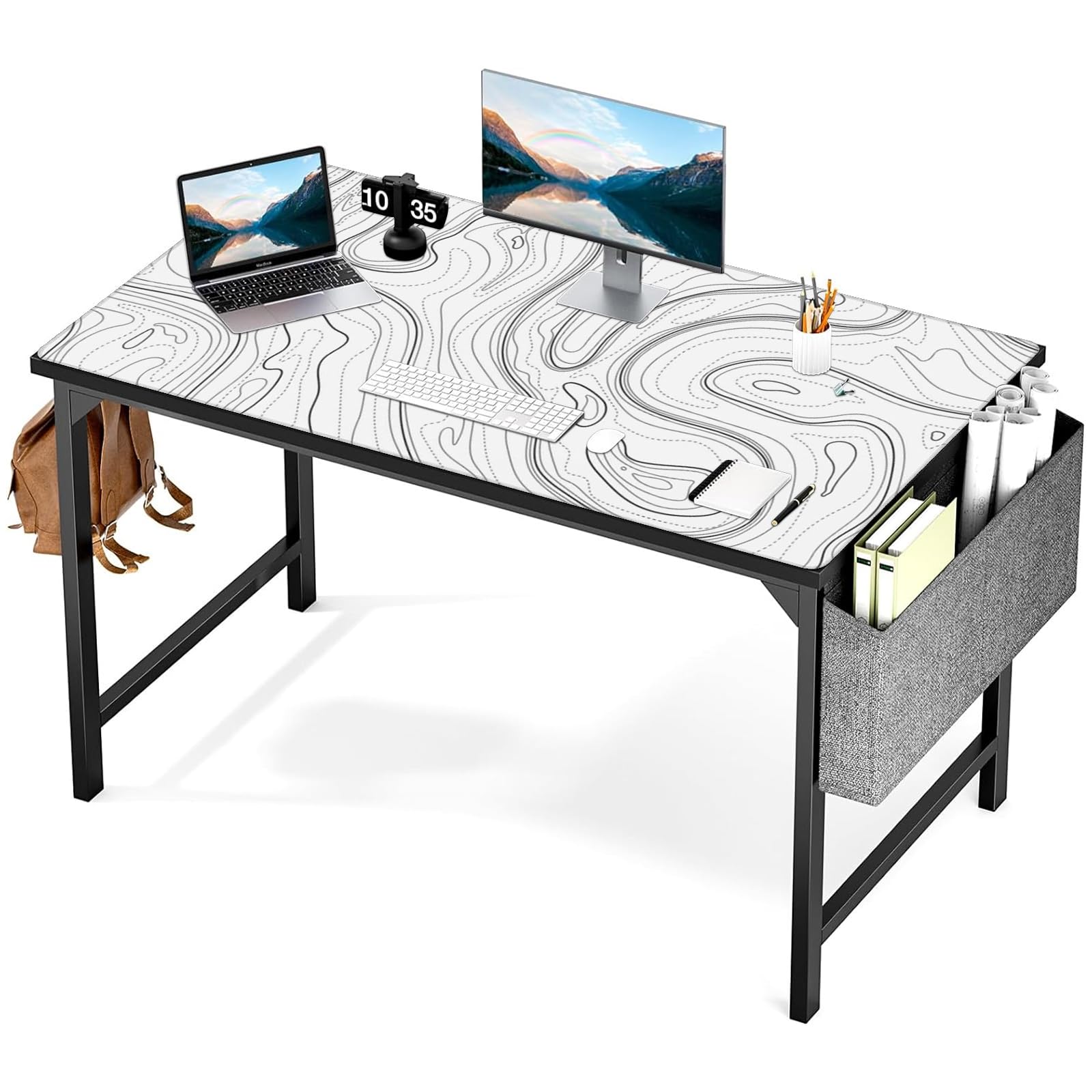 AQQA Tappetino per mouse topografico 3XL, oversize (120 x 61 cm), per giochi da scrivania completa, tappetino XXXL extra large, con base in gomma antiscivolo super spessa e design impermeabile, (Mega,