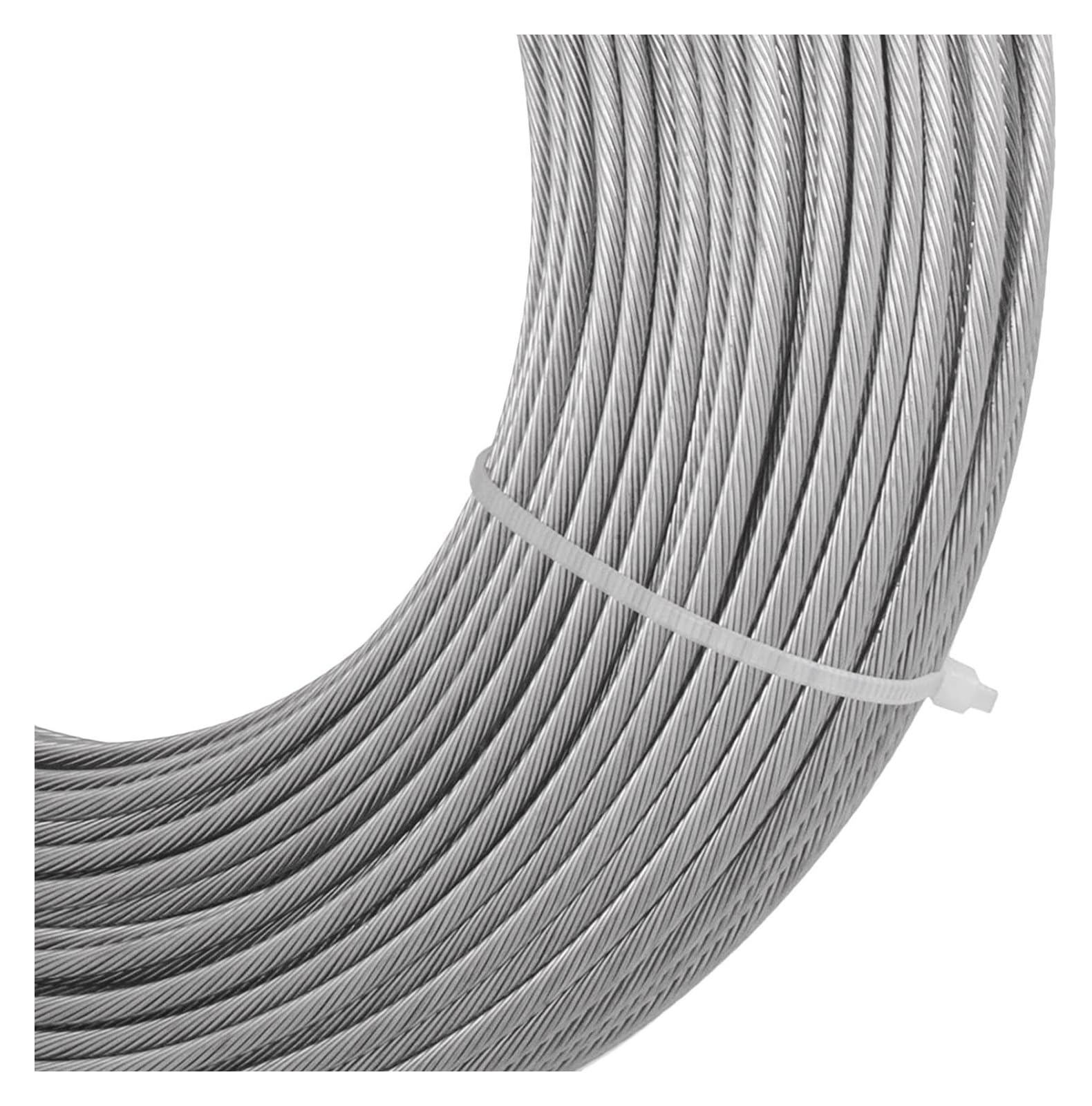 Edelstahl-Drahtseil 4 mm 7x7 Konstruktion Silber Verschiedene Größen for Terrassen- und Treppengeländer(20M/65.6Ft)