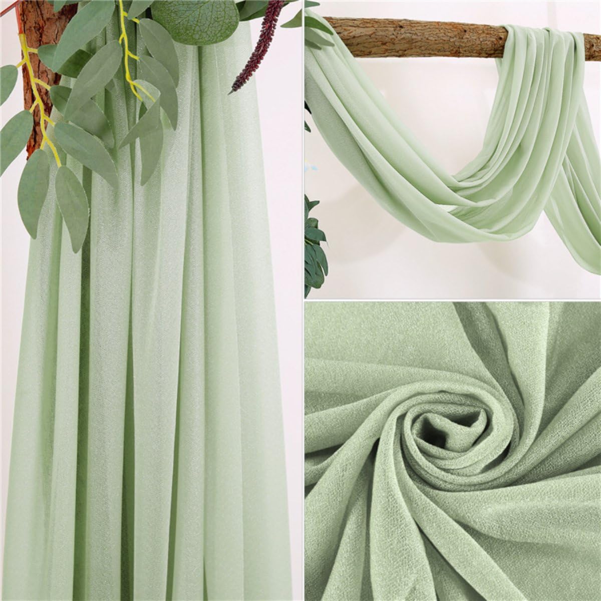 Hochzeits-Chiffon-Vorhänge, elastisches Dekotuch für Hochzeiten, einfarbiges Chiffon-Hängetuch mit Stangentasche, Party-Dekoration für Veranstaltungen und Feiern (rot, 150 * 600cm)