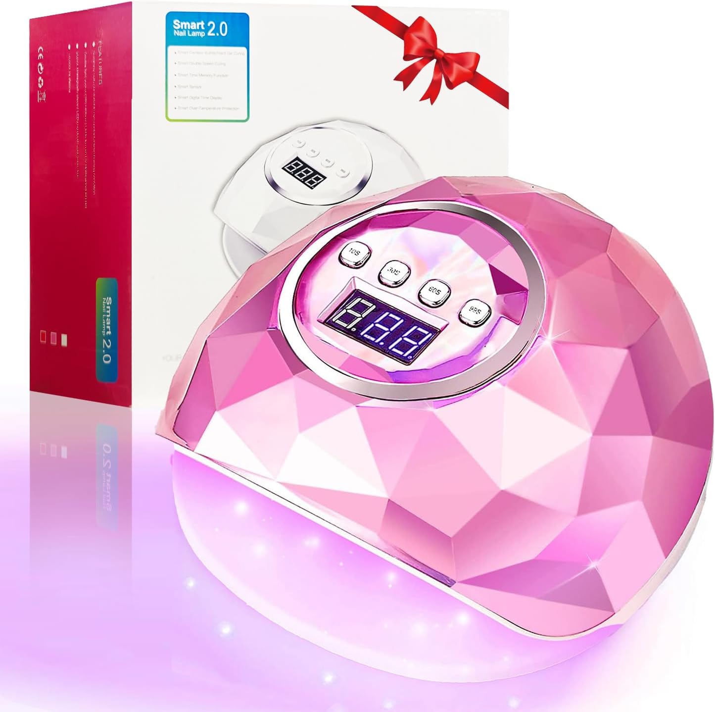 CORESLUX UV LED Nail Lamp 86W, Whitening Nail Lamp, Faster Nail Dryer for Gel Polish, Nail Curing Lamp with 4 Timer Setting Auto Sensor LCD Screen for Fingernails & Toenails (Pink)