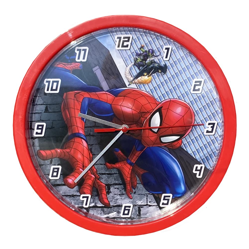 Cartoon Spiderman Marvel Analogue Wall Clock For Kids 25Cm For Playroom